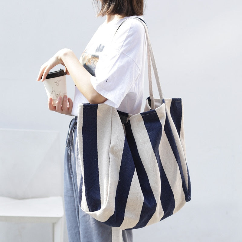 Striped Canvas Beach Bags